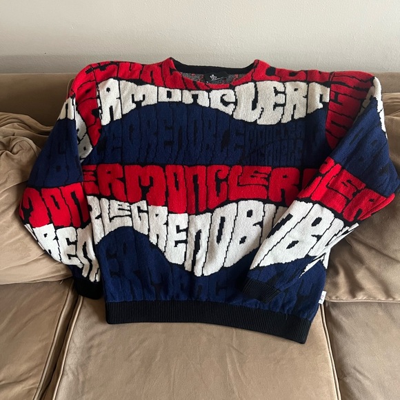 Moncler crewneck Red and Blue Sweater men small - Picture 5 of 7
